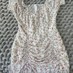 Princess Polly US 6 White Floral Ruched Tie Dress pink